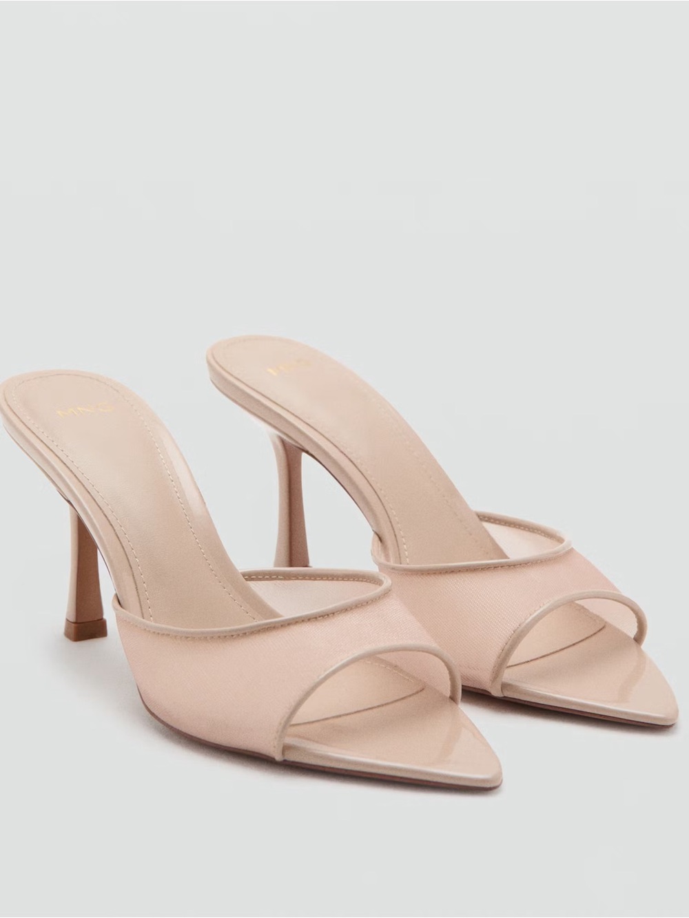 Mango Mesh Nude Mules NWOT